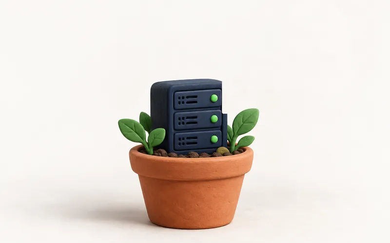Small server cabinet being watered like a plant, illustrating website care