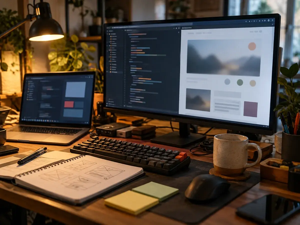 Developer's screen with a website build in progress